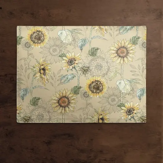 Sunflower Pattern Cotton Twill Placemat Yellow {3}