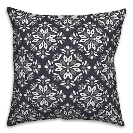 Diamond Medallions Indoor/Outdoor Throw Pillow Navy {1}