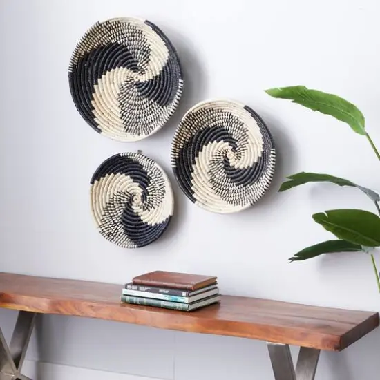 Set of 3 Black Wood Boho Style Wall Decor 20", 18", 15" {10}