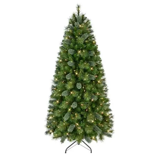 6.5ft Pre-Lit Slim Teton Pine Artificial Christmas Tree, Clear Lights {1}