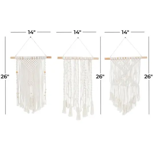 Set of 3 Cream Wood Country Cottage Wall Decor, 26" x 14" {6}