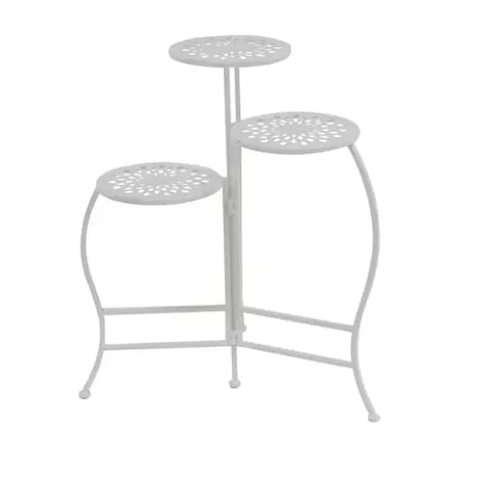White Metal Traditional Plantstand Set {1}