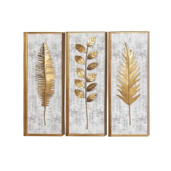 32" Gold Contemporary Floral Wall D&eacute;cor Set {4}