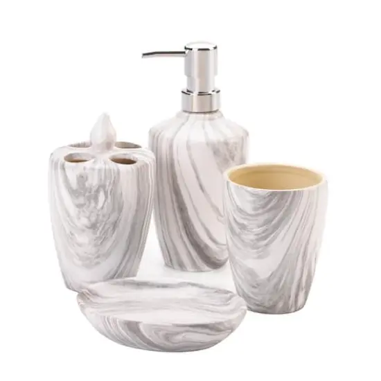 Marble Printed Bath Accessory Set {1}