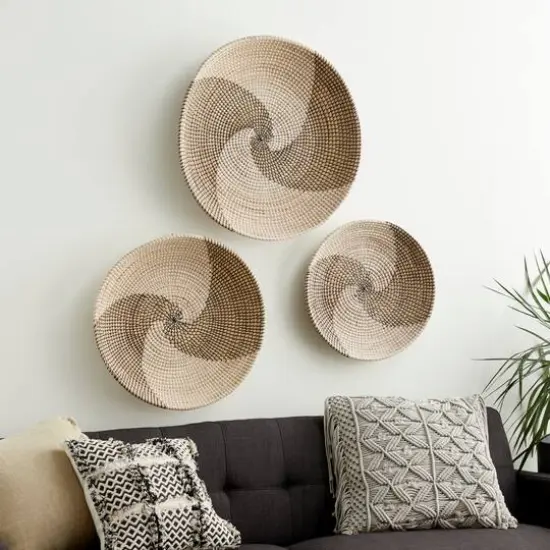 Beige Natural Contemporary Abstract Wall Decor Set {9}