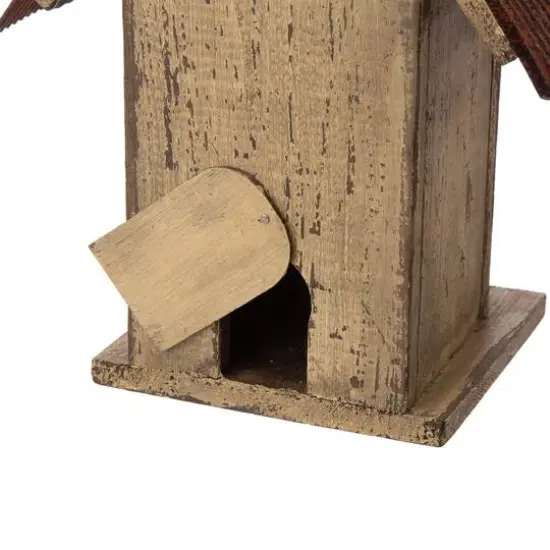 Glitzhome&reg; Tall Distressed Wood Church Bird House {9}