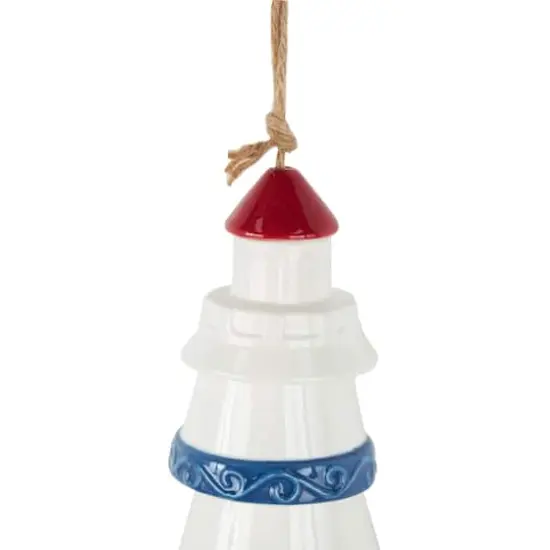 21" Red, White & Blue Ceramic Light House Windchime {4}