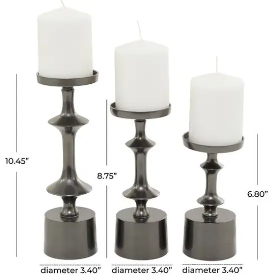 CosmoLiving by Cosmopolitan Black Aluminum Pillar Candle Holder Set {6}