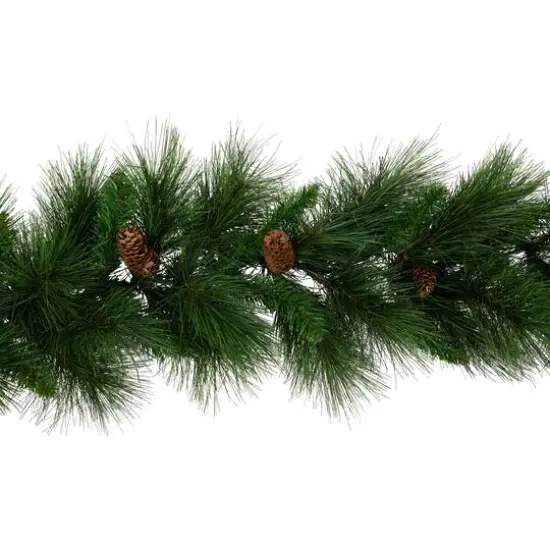 9ft. Artificial White Valley Pine With Pine Cones Garland {6}