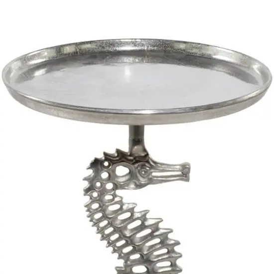 Silver Aluminum Coastal Accent Table {6}