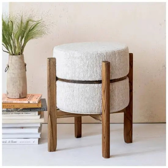 Hello Honey® 22" Woven Cotton & Wool Blend Table to Stool with Oak Wood Legs {5}