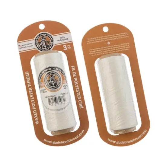 Gudebrod 0.015" Waxed Polyester Thread White {4}