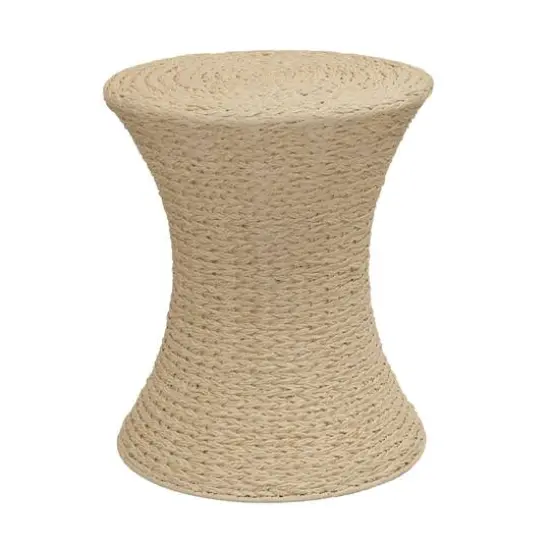 Household Essentials 21" Woven Paper Rope Hourglass End Table White {1}