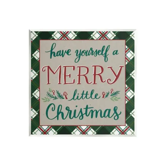 Stupell Industries Merry Little Christmas Plaid Holiday Wall Plaque Art {1}