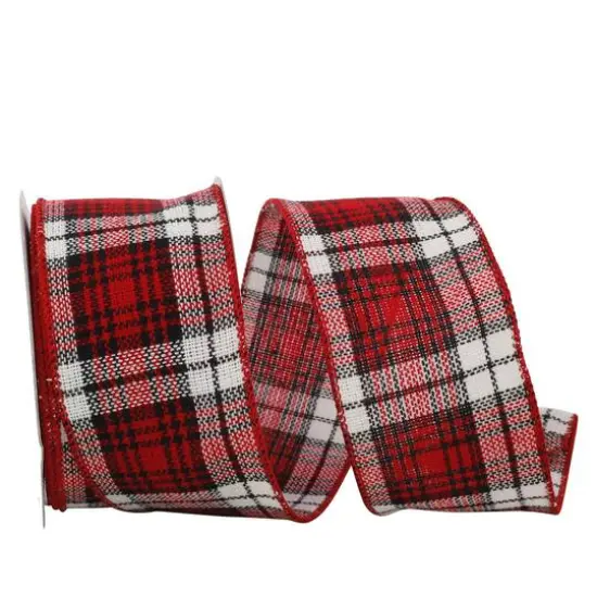 JAM Paper 2.5" x 10yd. Wired Cabin Natural Woolen Plaid Ribbon {1}