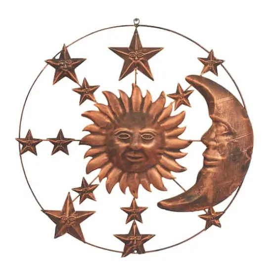 Brown Sun & Moon Rustic Metal Wall Decor {1}