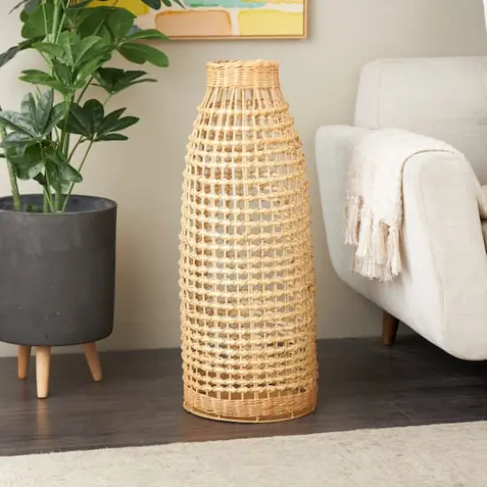 30.5" Brown Open Frame Woven Rattan Vase {3}