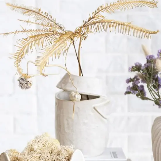 Hello Honey&reg; 8" Cream Organic Round Stoneware Vase with Reactive Glaze {3}