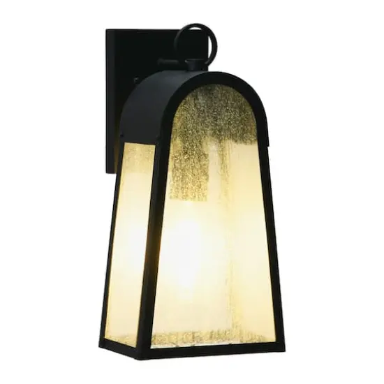 Hello Honey&reg; Robert Stevenson Lighting Revere 14" Textured Black Metal & Seedy Glass Outdoor Light {3}