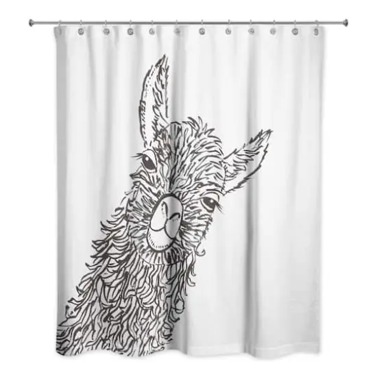 Sketch Llama Sweet Cheeks 71" x 74" Shower Curtain {3}