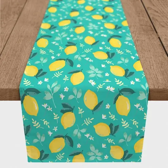 Lemons On Teal Indoor/Outdoor Table Runner {3}