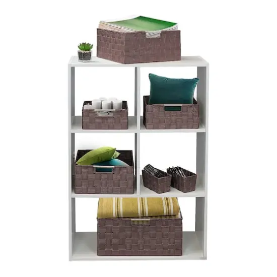 Sorbus 7-Piece Stackable Tote Basket Set with Handles Brown {4}