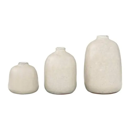 Hello Honey® Light Gray Terracotta Vases with Pitted Sand Finishes Set {3}