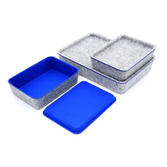 Welaxy Felt 3 Piece Drawer Organizer Bins with Lids Classic Blue {6}