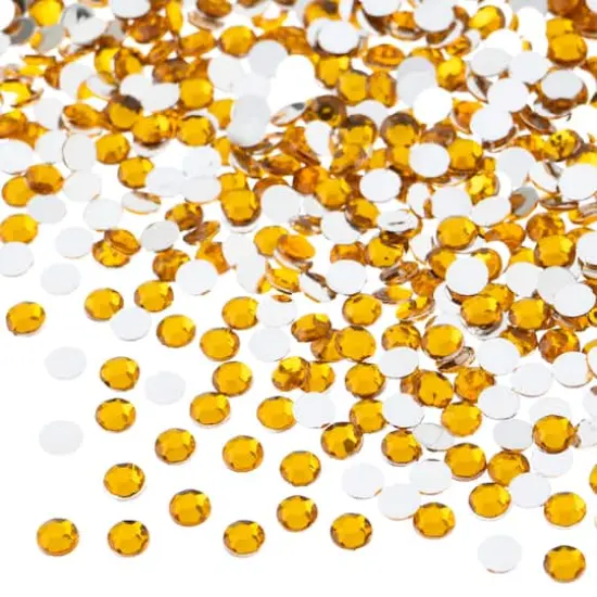 John Bead Acrylic Round Flat Back Rhinestones, 4mm Gold {1}