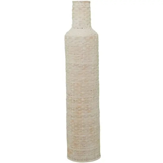 White Bamboo Tall Woven Floor Vase 9" x 9" x 39" {5}