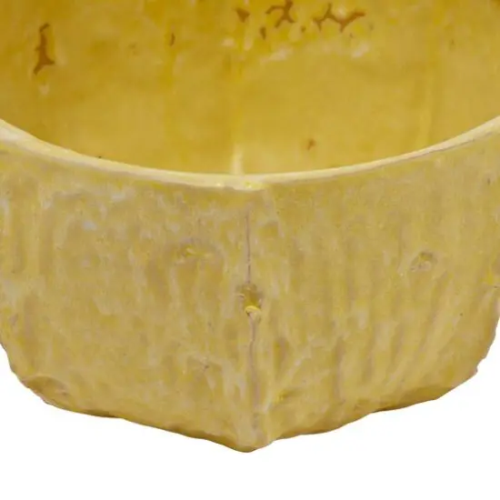Hello Honey&reg; 9" Yellow Stoneware Planter with Organically Shaped Detail {6}