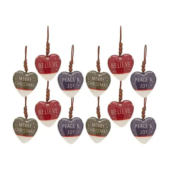 12 Pack 4.75" Heart Plastic Ornaments {3}