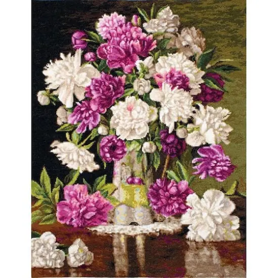 Luca-s Red And White Peonies Counted Cross Stitch Kit {8}