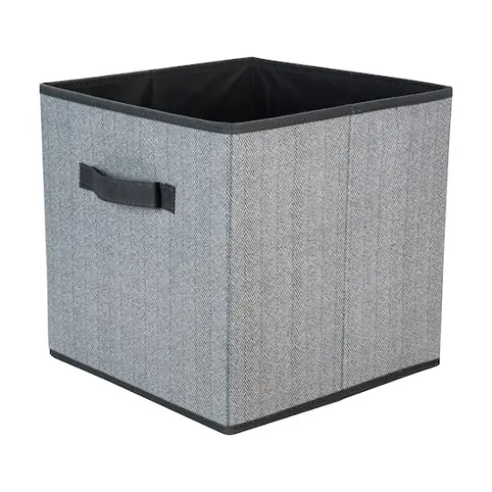 Simplify 12" Collapsible Herringbone Gray Storage Cube {6}