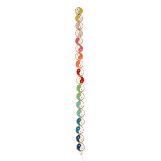 Gold & Multicolor Yin & Yang Disc Beads, 9.5mm by Bead Landing&trade; {4}