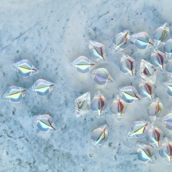 GemDUO&trade; 8mm 2-Hole Czech Glass Diamond Beads Crystal Aurora Borealis {3}