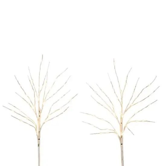 2 Pack 24in. Pre-Lit Artificial White Birch Branches, Warm White LED Lights {4}