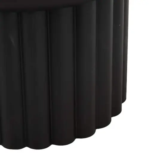 18.75" Black Metal Ribbed Side End Accent Table with White Marble Tabletop {8}