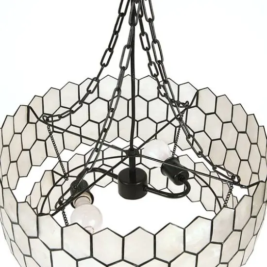 Hello Honey&reg; Capiz 2-Tier Honeycomb Chandelier Black {13}