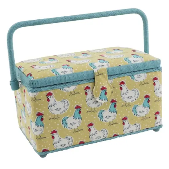 Dritz&reg; Chickens Medium Sewing Basket with Removable Tray {1}