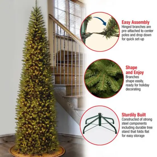 9 ft. Pre-Lit Kingswood&trade; Fir Pencil Artificial Christmas Tree, Clear Lights {7}