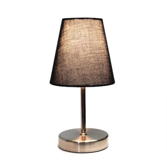 Creekwood Home Nauru 10.5" Sand Nickel Petite Metal Stick Table Lamp Black {6}