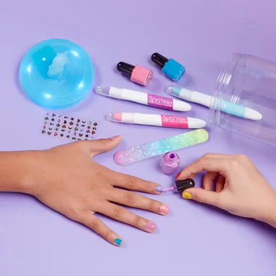 Bright Stripes Sparkle LED Glow Spa Blue Unicorn Activity Jar {6}