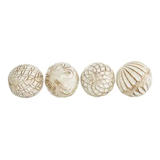 4" Distressed White Ceramic Country Orb Vase Filler Set {7}