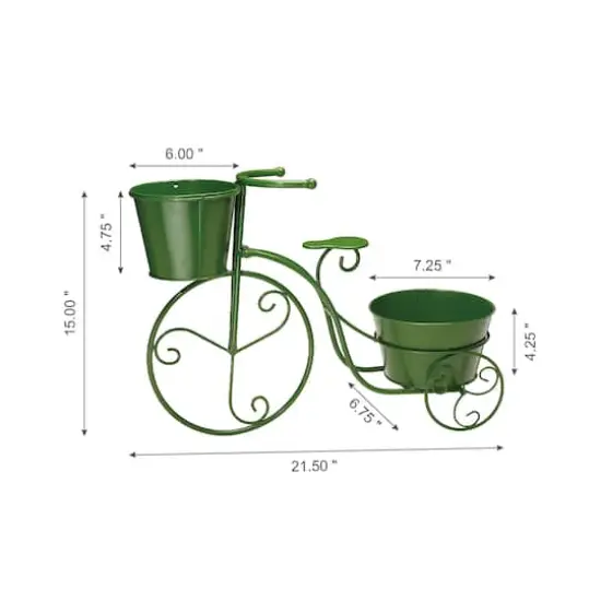 Glitzhome&reg; 21.5'' Green Metal Bicycle Plant Stand {7}