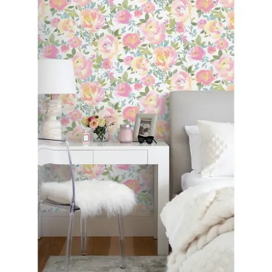 NuWallpaper Pink Gracelyn Flower Peel & Stick Wallpaper {3}