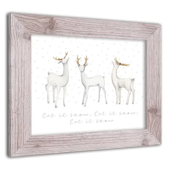 Designs Direct 14" x 11" Snow Reindeers Western White Framed Print {3}