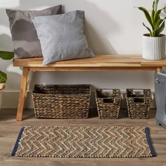 DII&reg; French Blue with Natural Jute Chevron Hand-Loomed Rug, 2ft. x 3ft. {4}