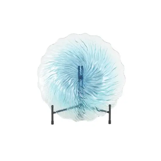 18" Blue Ombre Starburst Glass Charger with Wavy Edge {1}