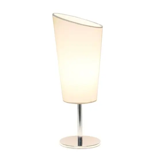 Simple Designs&trade; 12.5" Mini Chrome Table Lamp with Angled Fabric Shade White {3}